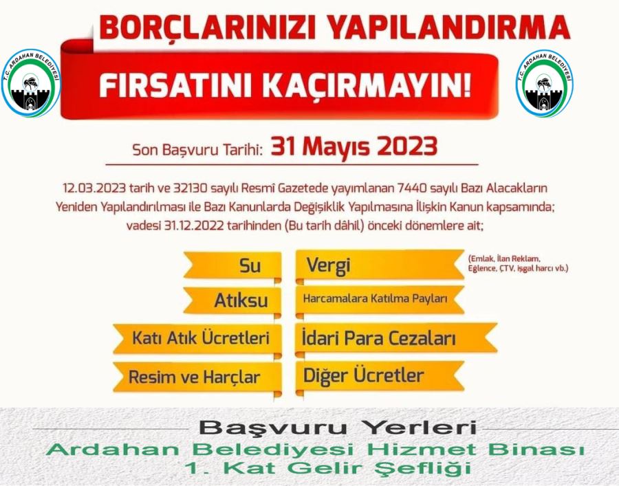 ARDAHAN BELEDİYESİ  BORÇLARIN YAPILANDIRILMASI
